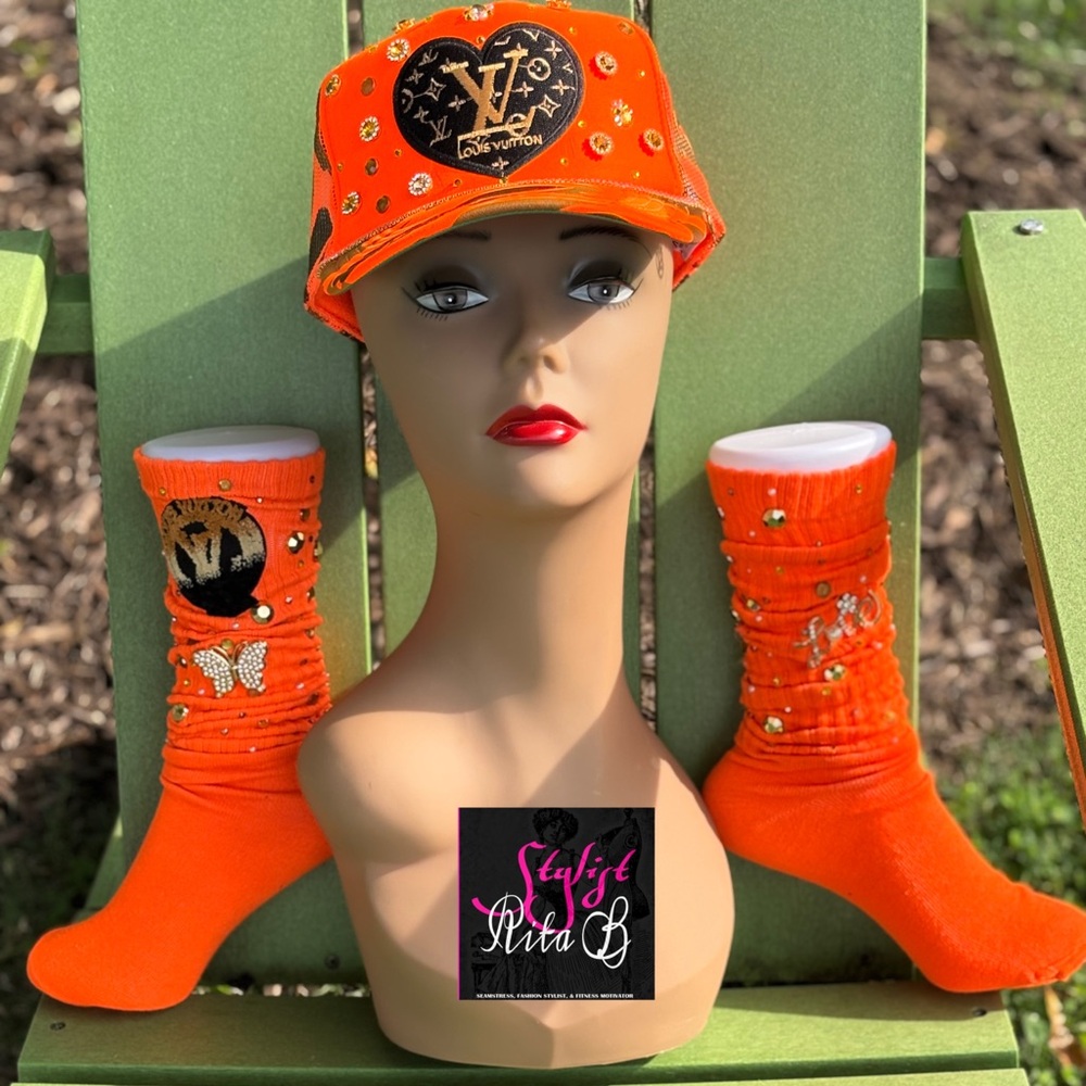 Custom Embellished Cap and Socks Set - Picture 3 of 3
